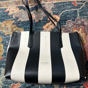 Kate Spade Black and White Striped Tote Bag